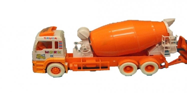 TOY ORANGE CEMENT MIXER WITH