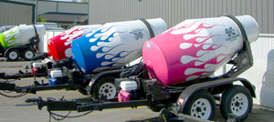 Cool paint on concrete mixers