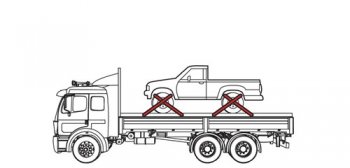 Diagram of light-weight truck tied down in four locations