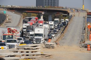 heavy truck traffic and road construction