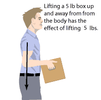 Lifting a 5 lb box directly up has the effect of lifting 5 lbs.
