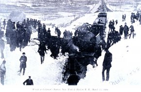 Train wreck at Coleman's Station during the Great Blizzard of 1888