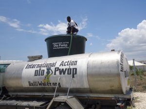 Water delivery from International Action's new water truck